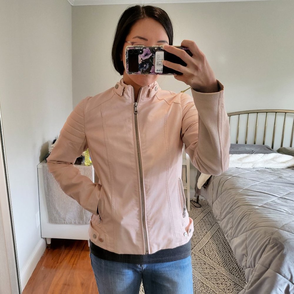 Medium Pink Vegan Leather Motorcycle Moto Jacket By Sam Edelman